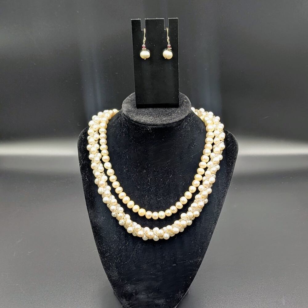 3 pc Elegant Freshwater Pearl Jewelry Set –  Classic Bridal & Formal Wear